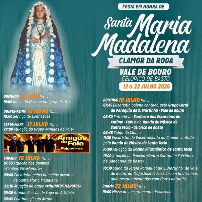 Cartaz Festa em honra de Santa Maria Madalena 2026 - Vale de Bouro