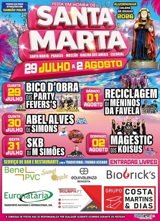 Cartaz Festa em honra de Santa Marta 2026 - Alvorninha