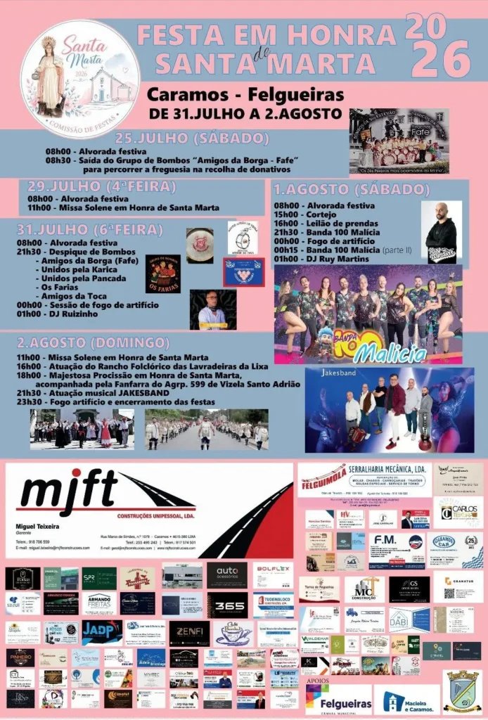 Cartaz Festa em honra de Santa Marta 2026 - Caramos