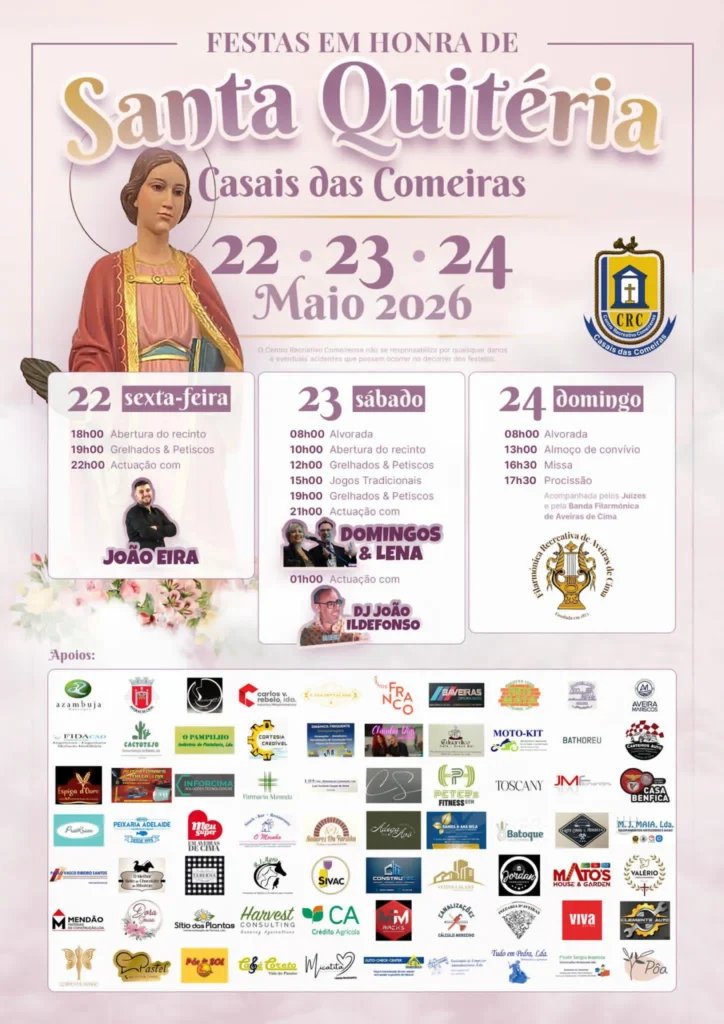 Cartaz Festa em honra de Santa Quitéria 2026 - Casais das Comeiras