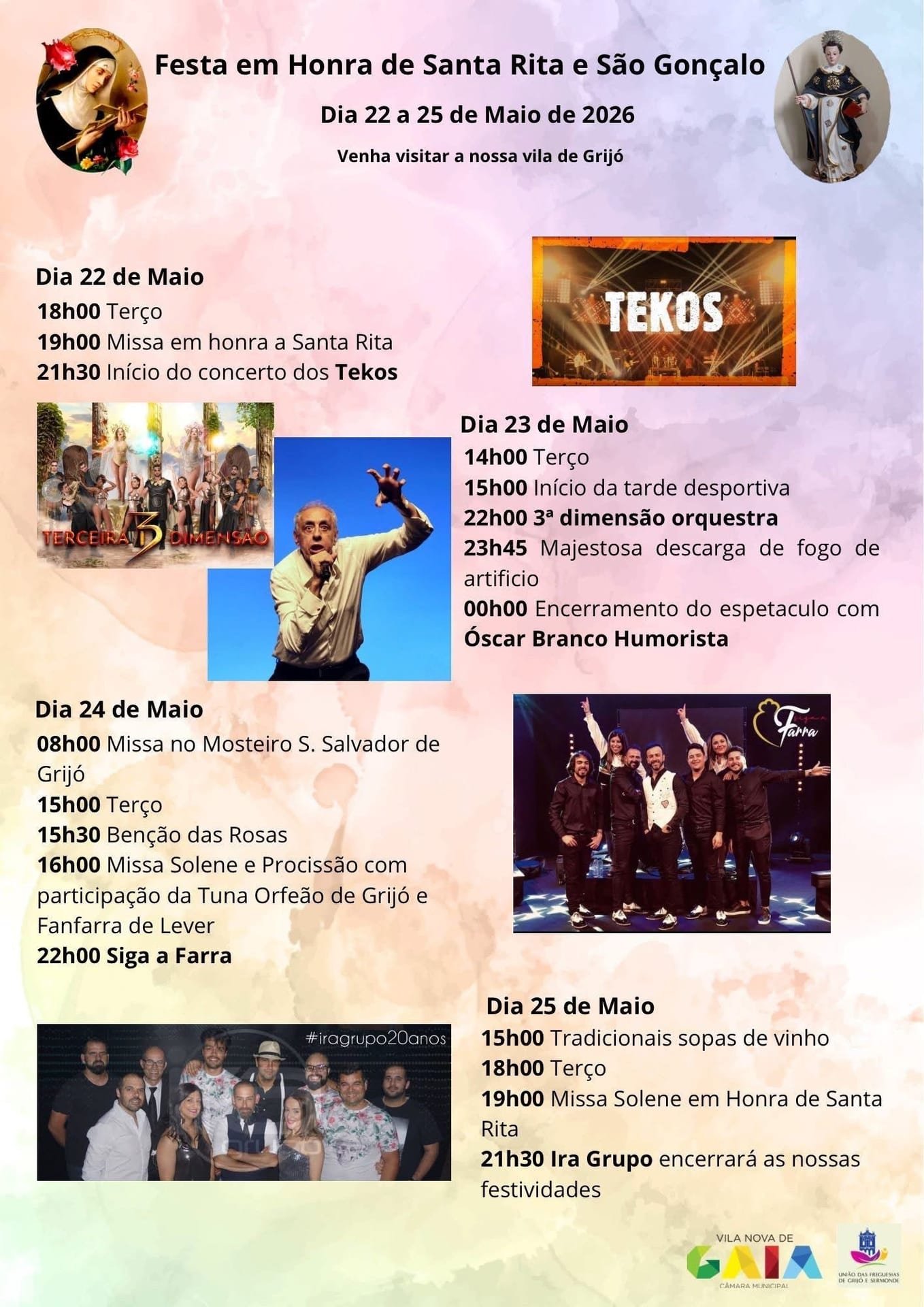 Cartaz Festa em honra de Santa Rita e São Gonçalo 2026 - Grijó