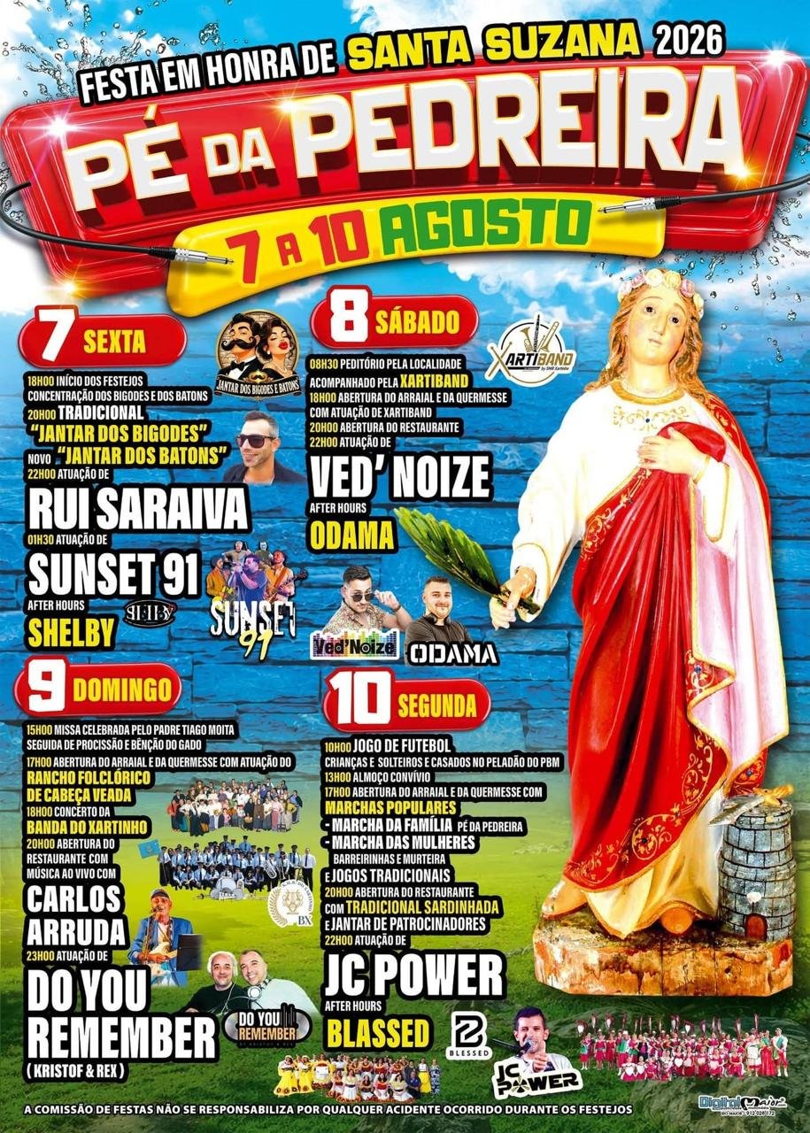 Cartaz Festa em honra de Santa Suzana 2026 - Pé da Pedreira