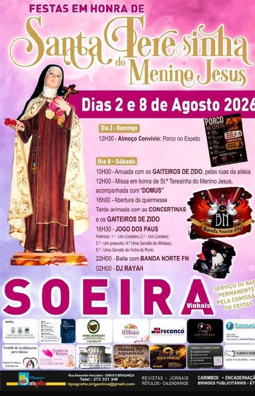 Cartaz Festa em honra de Santa Teresinha do Menino Jesus 2026 - Soeira