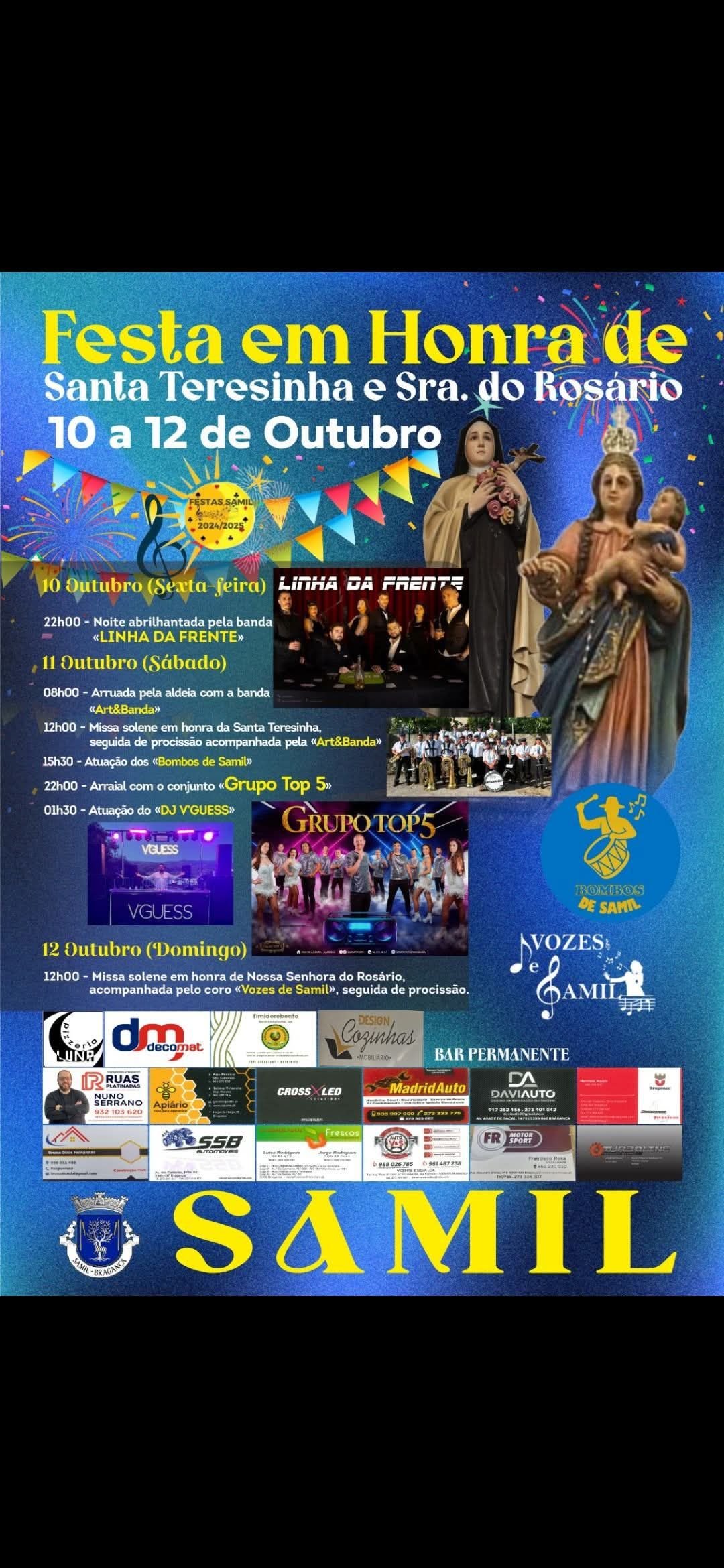 Cartaz Festa em Honra de Santa Teresinha e Senhora do Rosário 2025 - Samil