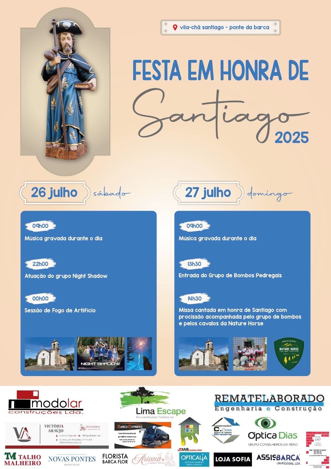 Cartaz Festa em Honra de Santiago 2025 - Ponte da Barca