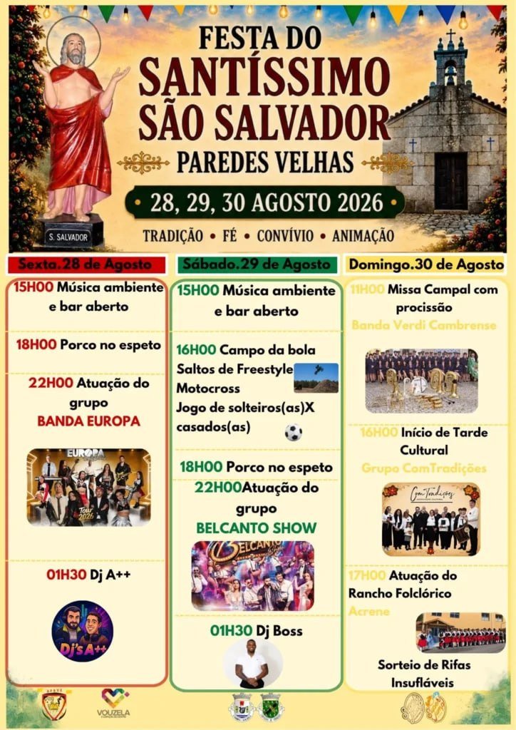Cartaz Festa em honra de Santíssimo São Salvador 2026 - Paredes Velhas