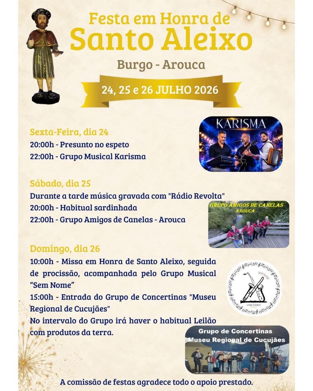 Cartaz Festa em Honra de Santo Aleixo 2026 - Figueiredo