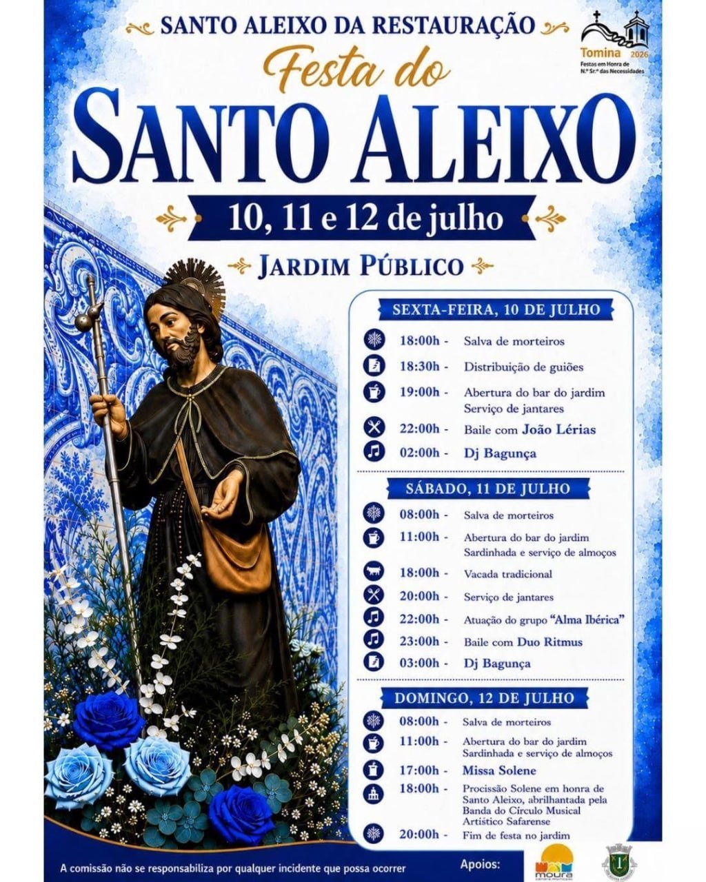 Cartaz Festa em honra de Santo Aleixo 2026 - Santo Aleixo da Restauração