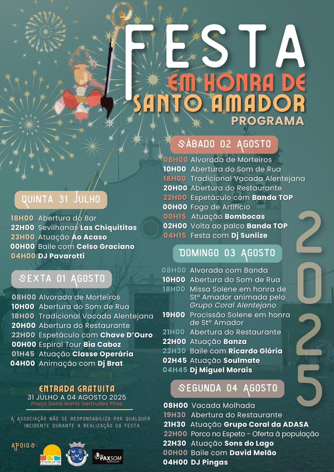 Cartaz Festa em Honra de Santo Amador 2025 - Moura