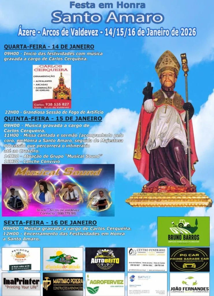 Cartaz Festa em honra de Santo Amaro 2026 - Ázere