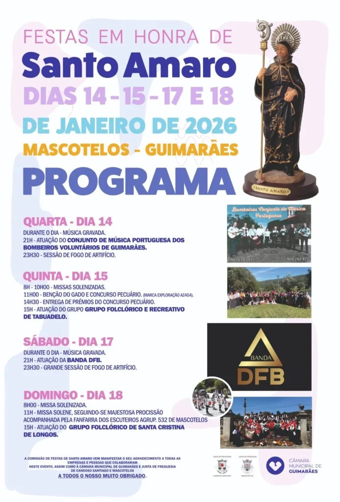 Cartaz Festa em honra de Santo Amaro 2026 - Mascotelos