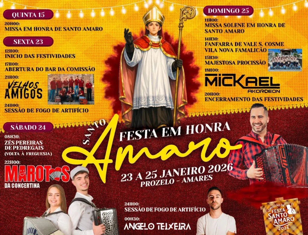 Cartaz Festa em honra de Santo Amaro 2026 - Prozelo