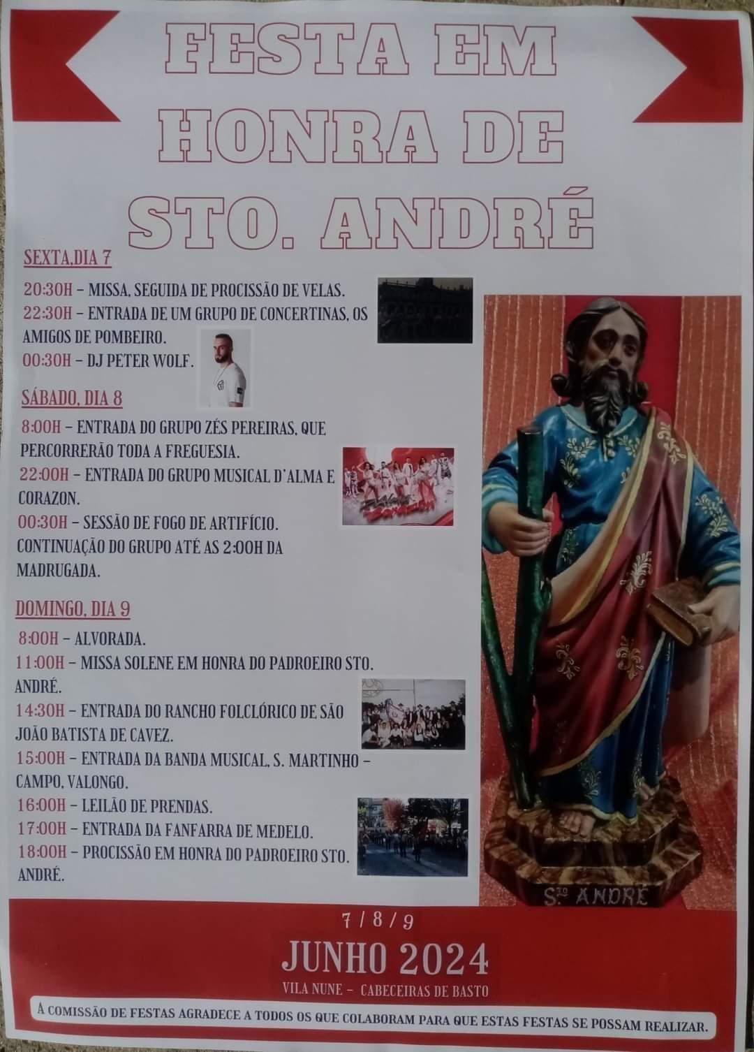 Cartaz Festa em Honra de Santo André 2024 - Vila Nune
