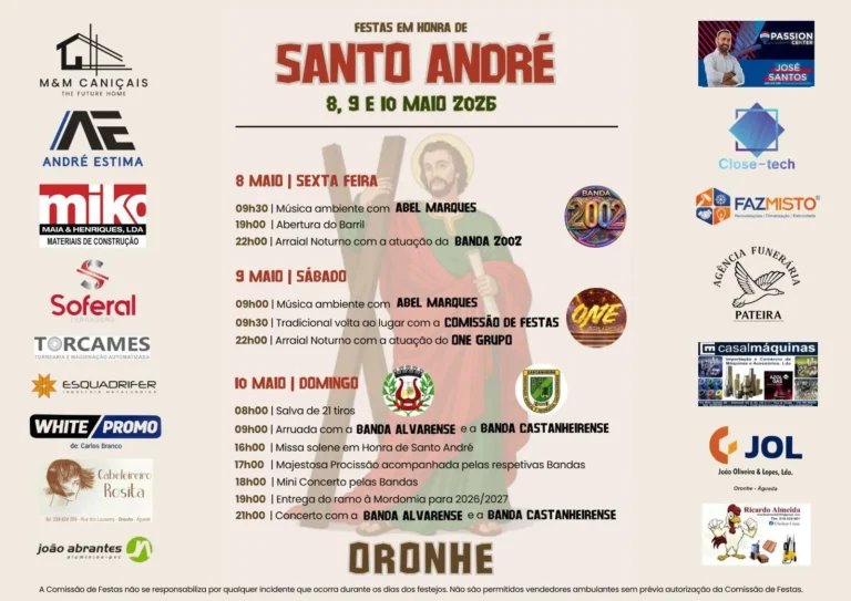 Cartaz Festa em honra de Santo André 2026 - Oronhe