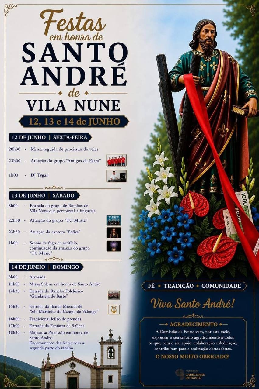 Cartaz Festa em honra de Santo André 2026 - Vila Nune