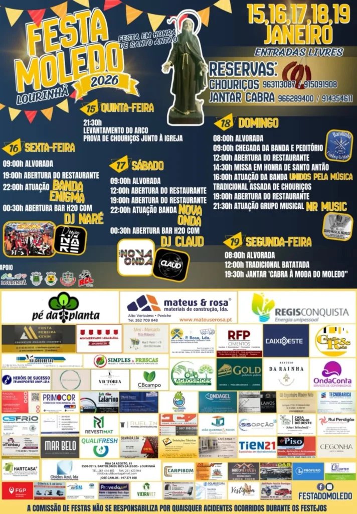 Cartaz Festa em honra de Santo Antão 2026 - Moledo