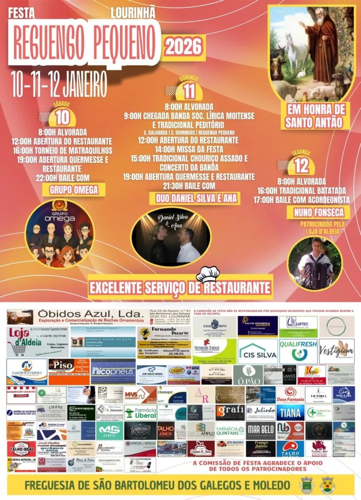 Cartaz Festa em honra de Santo Antão 2026 - Reguengo Pequeno