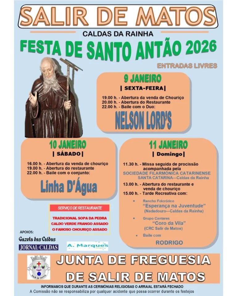 Cartaz Festa em honra de Santo Antão 2026 - Salir de Matos