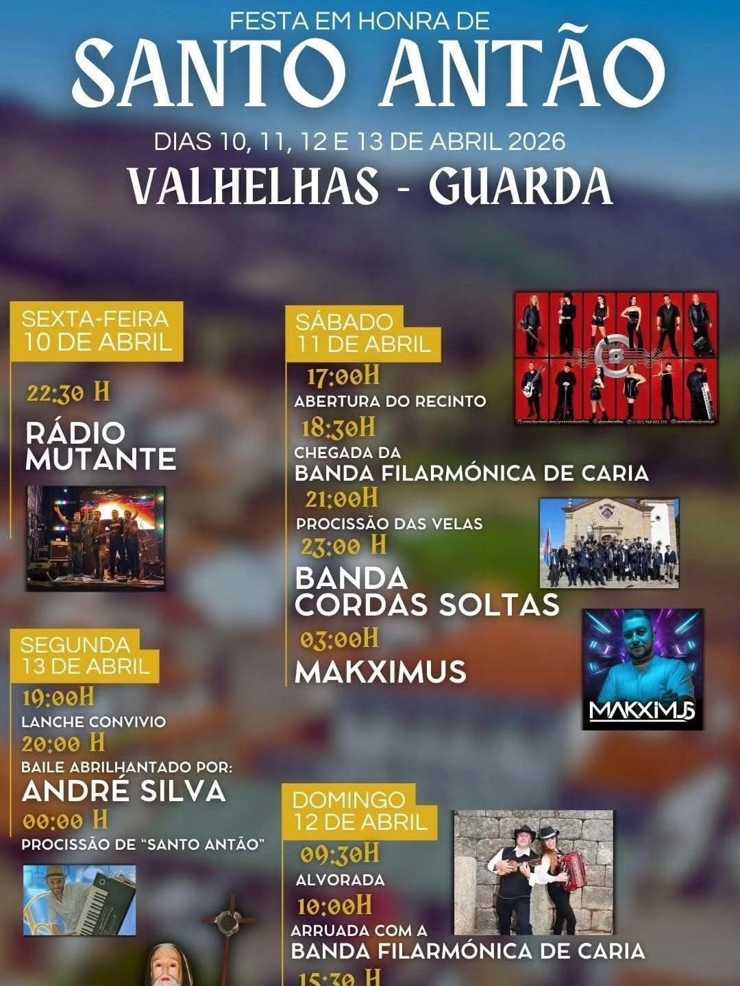 Cartaz Festa em honra de Santo Antão 2026 - Valhelhas