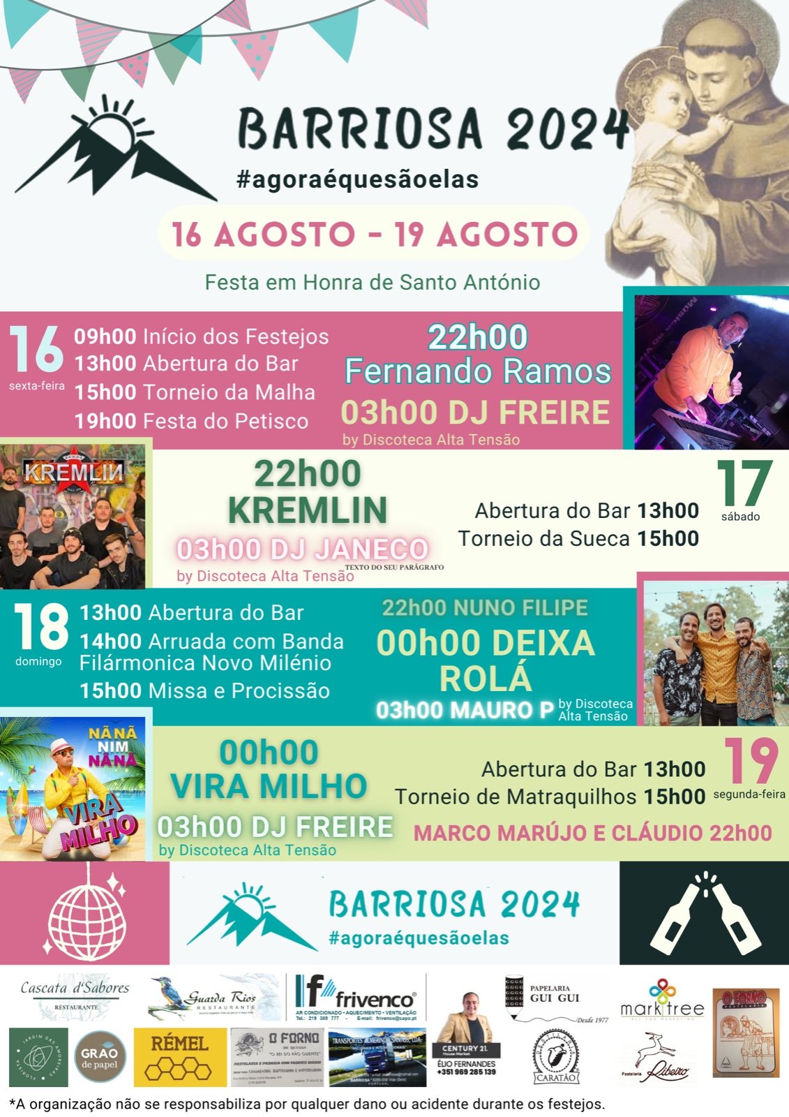 Cartaz Festa em honra de Santo António 2024 - Barriosa 