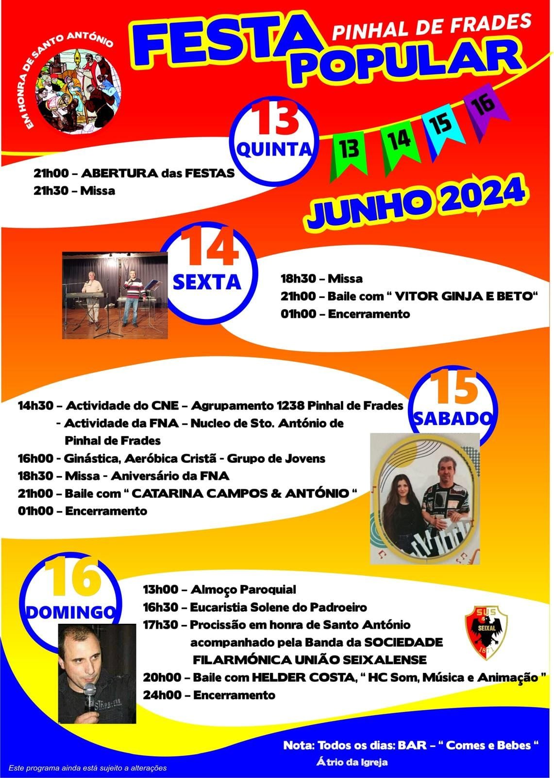 Cartaz Festa em honra de Santo António 2024 - Pinhal de Frades