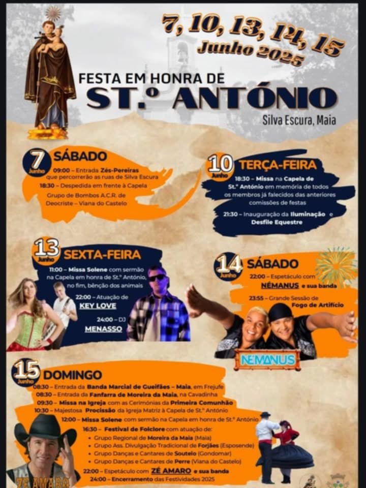 Cartaz Festa em Honra de Santo António 2025 - Maia