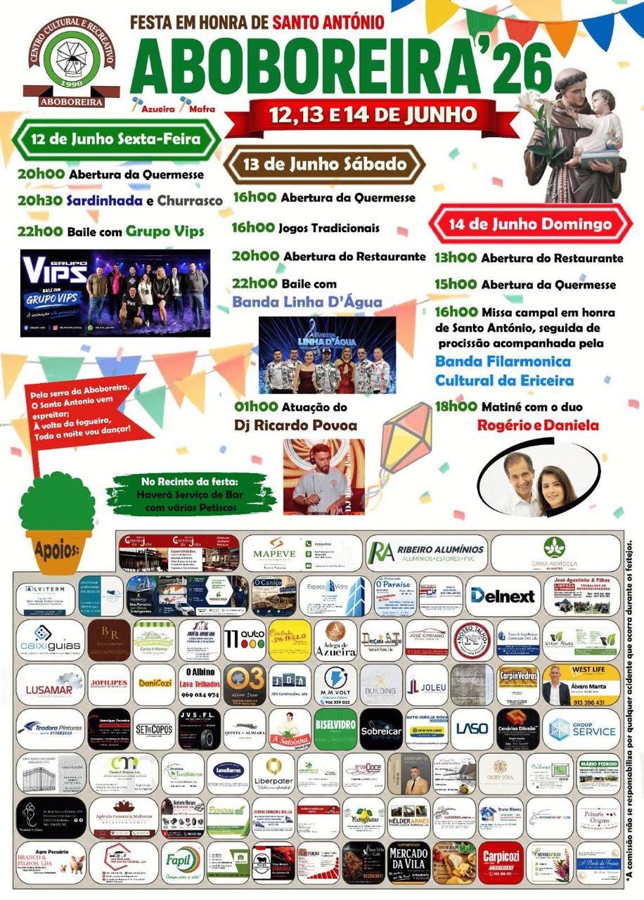 Cartaz Festa em honra de Santo António 2026 - Aboboreira