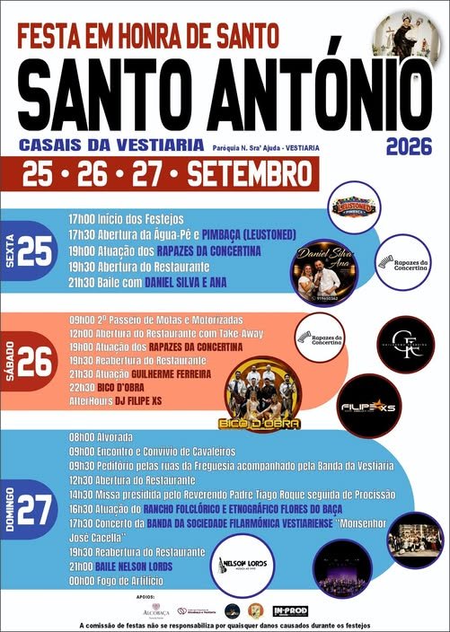 Cartaz Festa em honra de Santo António 2026 - Casais da Vestiaria