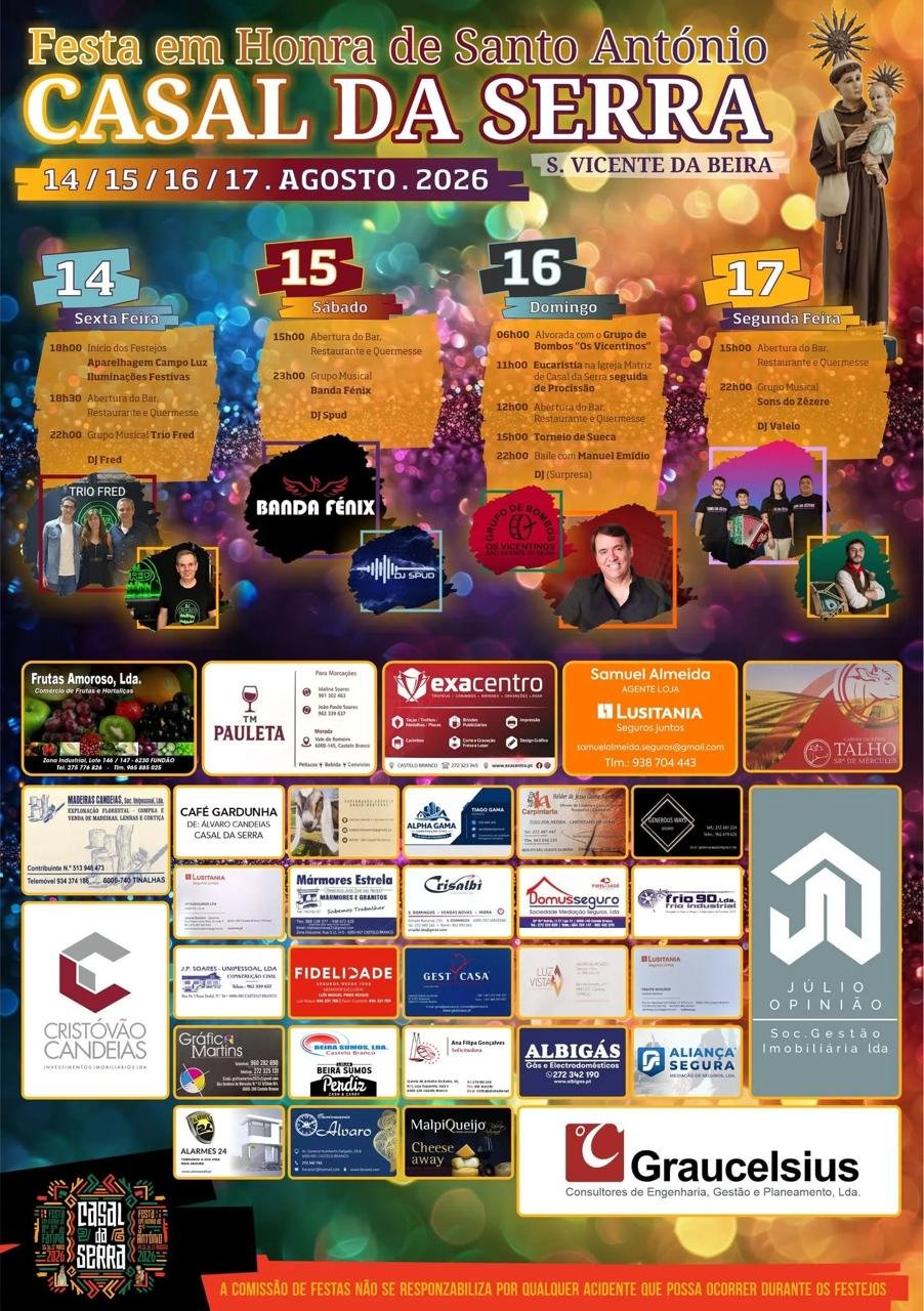 Cartaz Festa em honra de Santo António 2026 - Casal da Serra