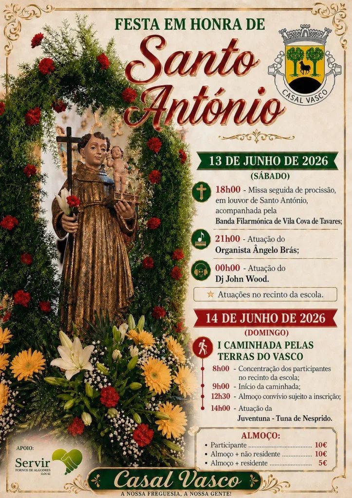 Cartaz Festa em honra de Santo António 2026 - Casal Vasco