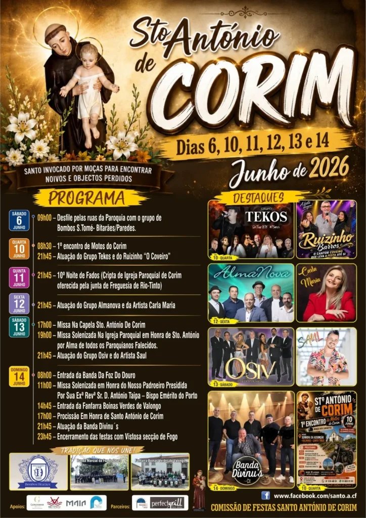 Cartaz Festa em honra de Santo António 2026 - Corim