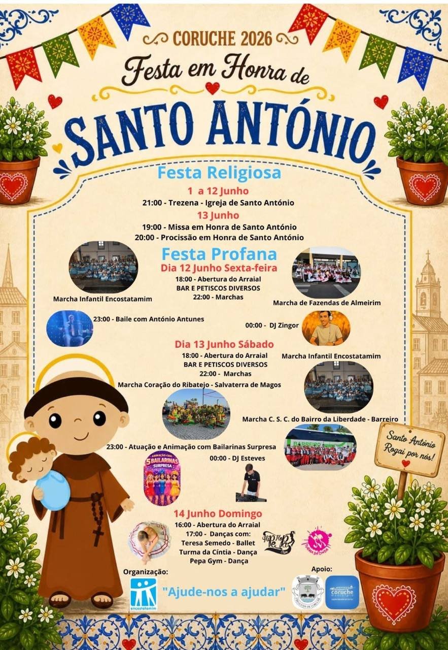 Cartaz Festa em honra de Santo António 2026 - Coruche
