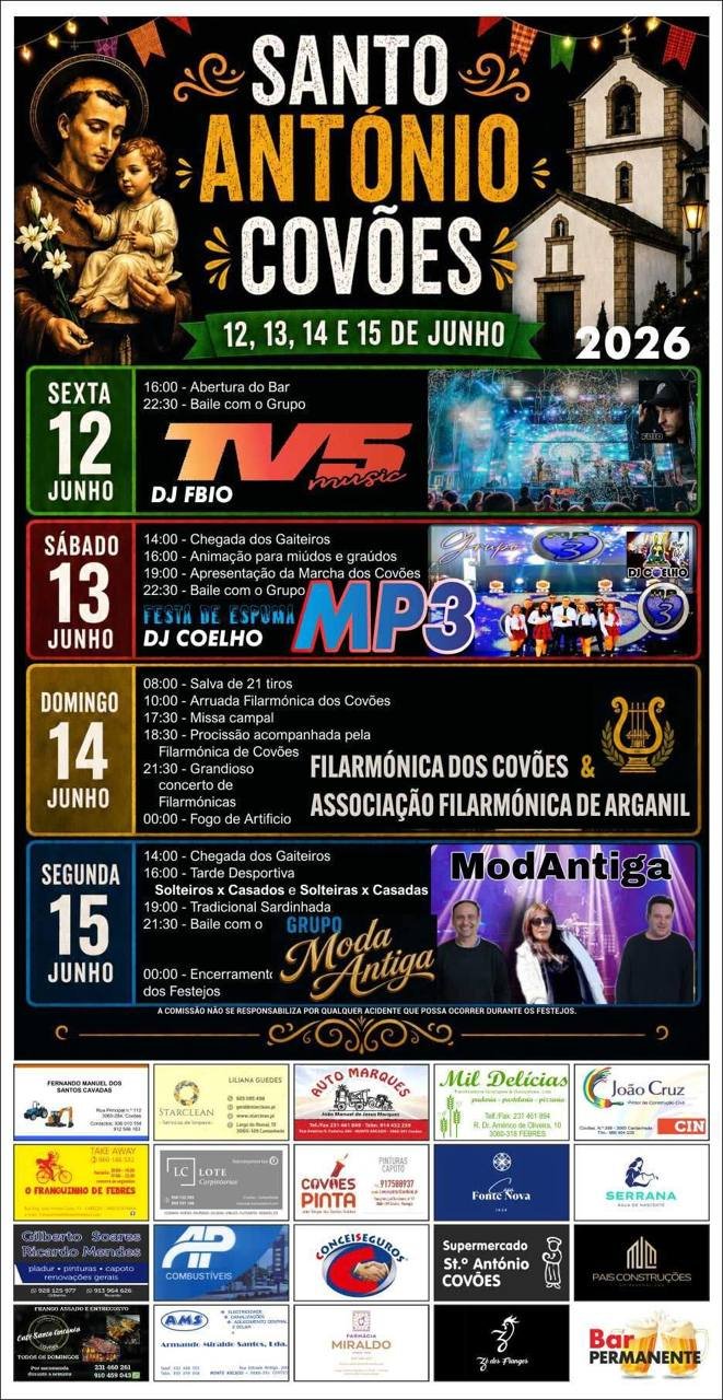 Cartaz Festa em honra de Santo António 2026 - Covões