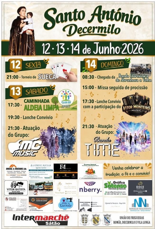 Cartaz Festa em honra de Santo António 2026 - Decermilo