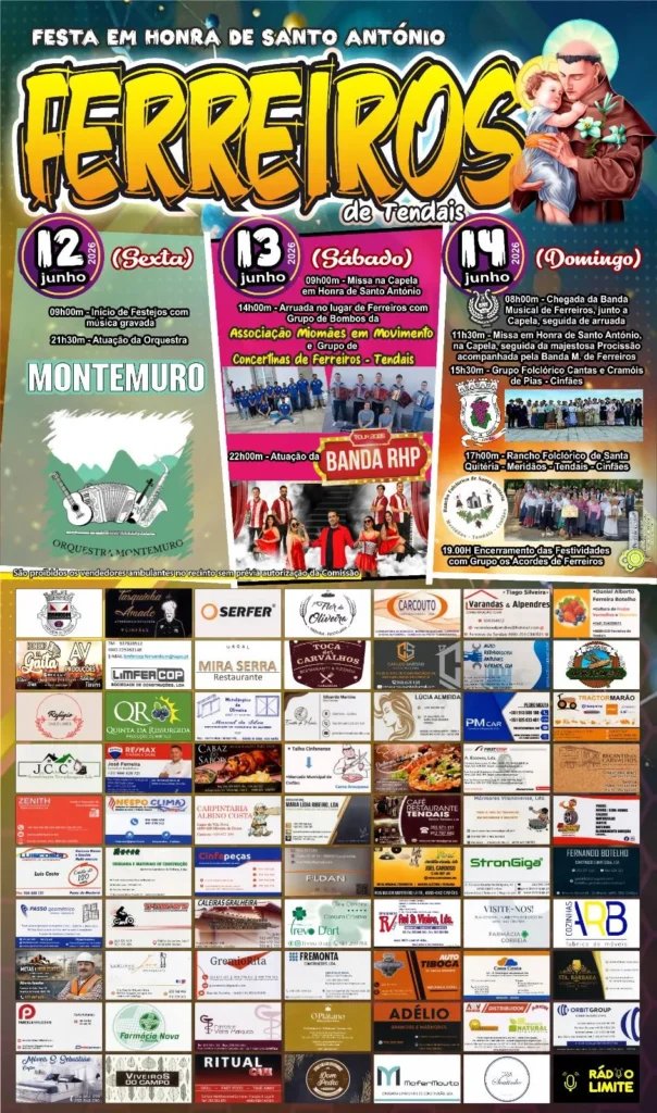 Cartaz Festa em honra de Santo António 2026 - Ferreiros de Tendais