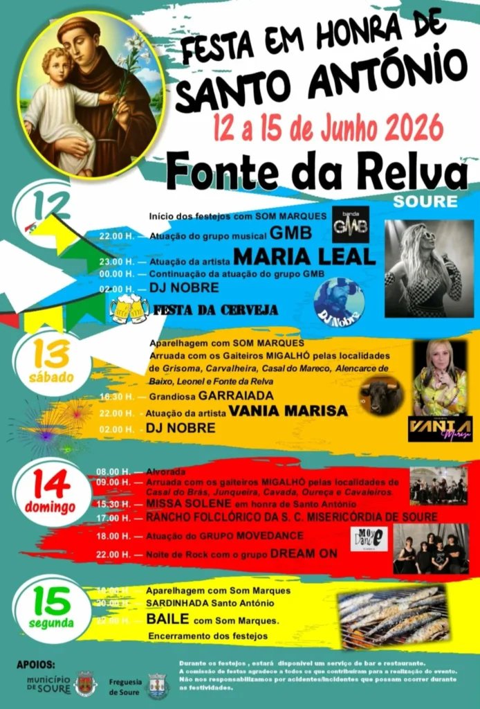 Cartaz Festa em honra de Santo António 2026 - Fonte da Relva
