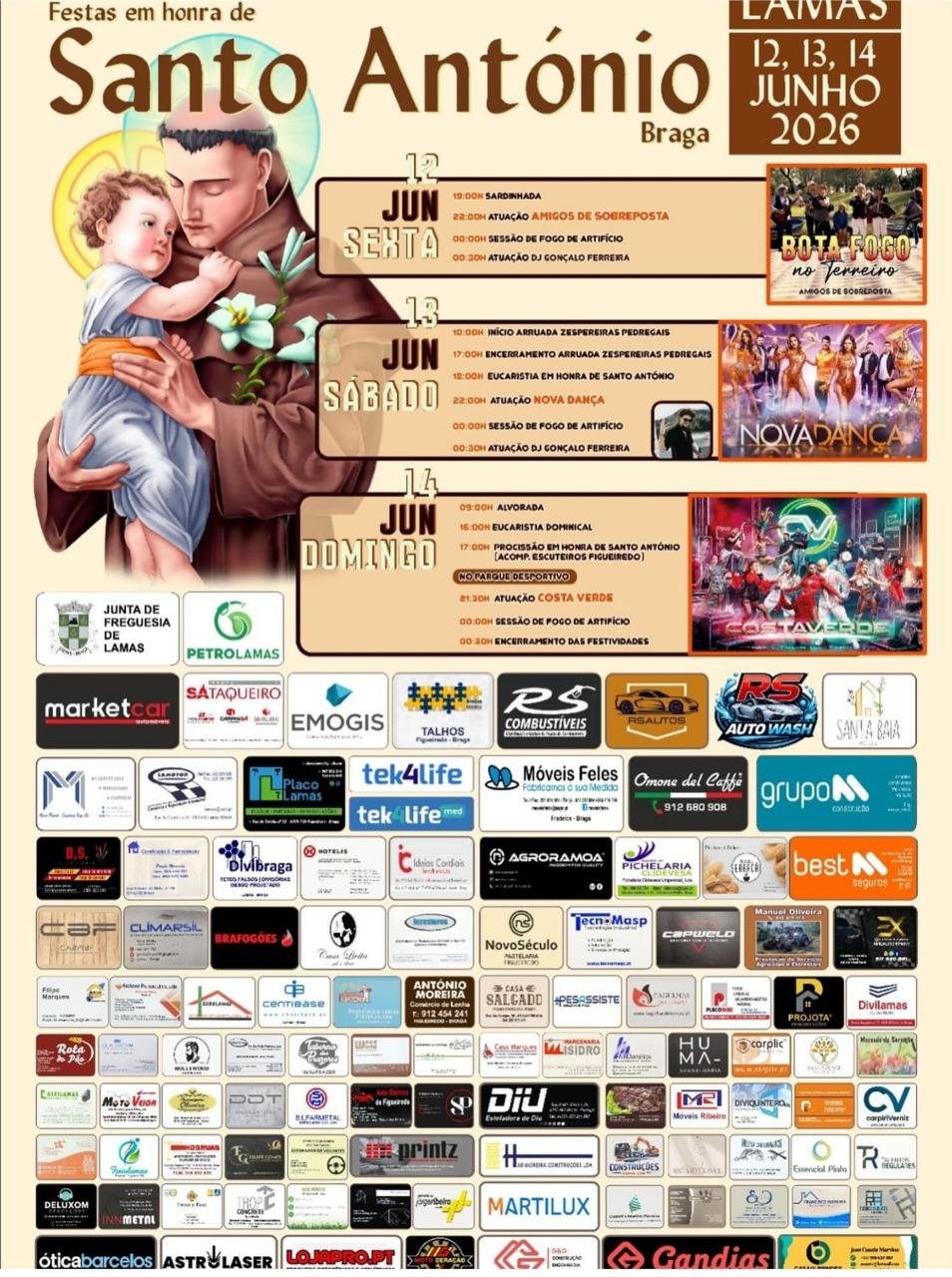 Cartaz Festa em honra de Santo António 2026 - Lamas