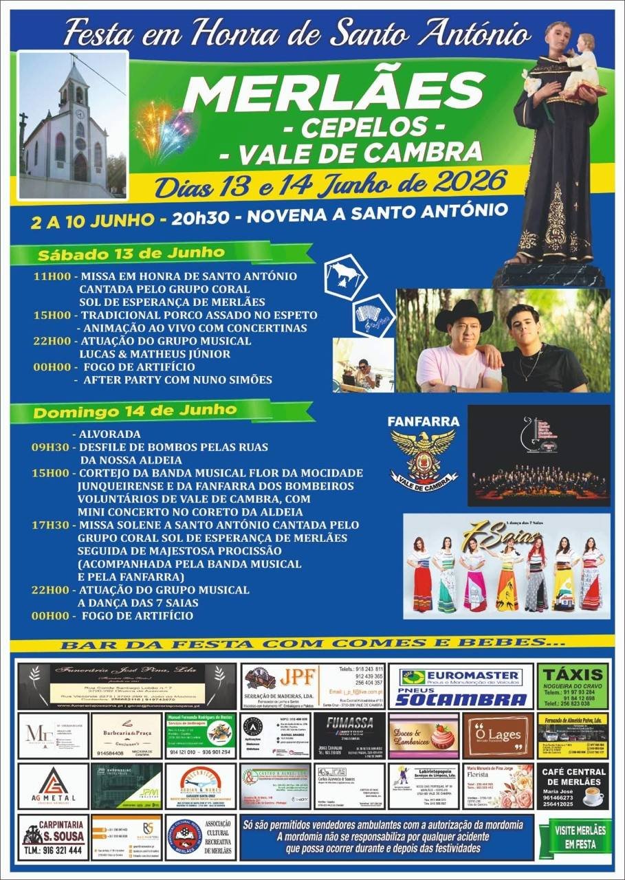 Cartaz Festa em honra de Santo António 2026 - Merlães
