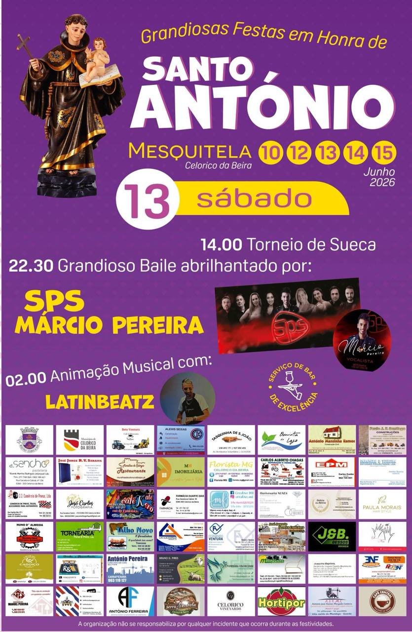 Cartaz Festa em honra de Santo António 2026 - Mesquitela