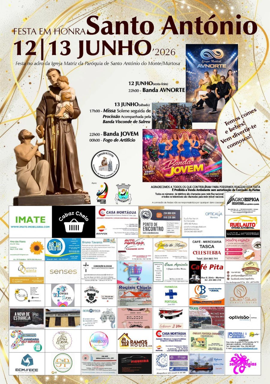 Cartaz Festa em honra de Santo António 2026 - Murtosa