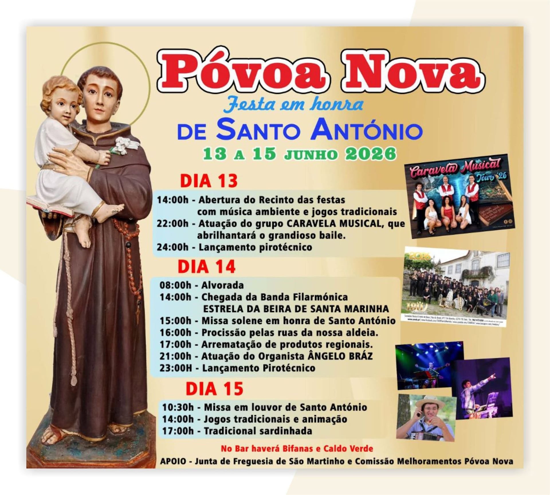 Cartaz Festa em honra de Santo António 2026 - Póvoa Nova
