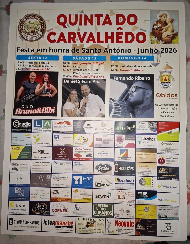 Cartaz Festa em honra de Santo António 2026 - Quinta do Carvalhedo