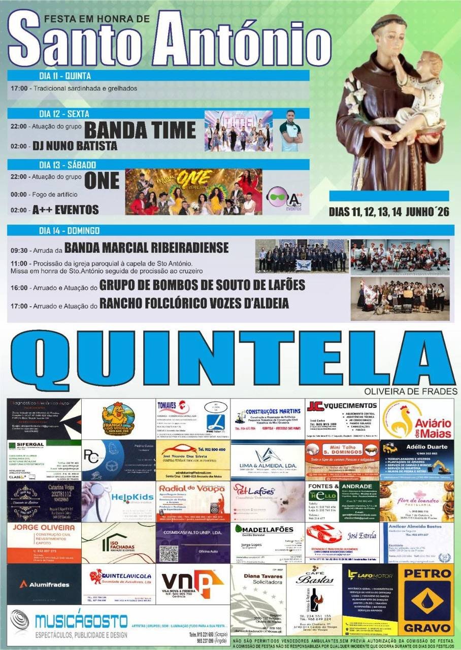 Cartaz Festa em honra de Santo António 2026 - Quintela