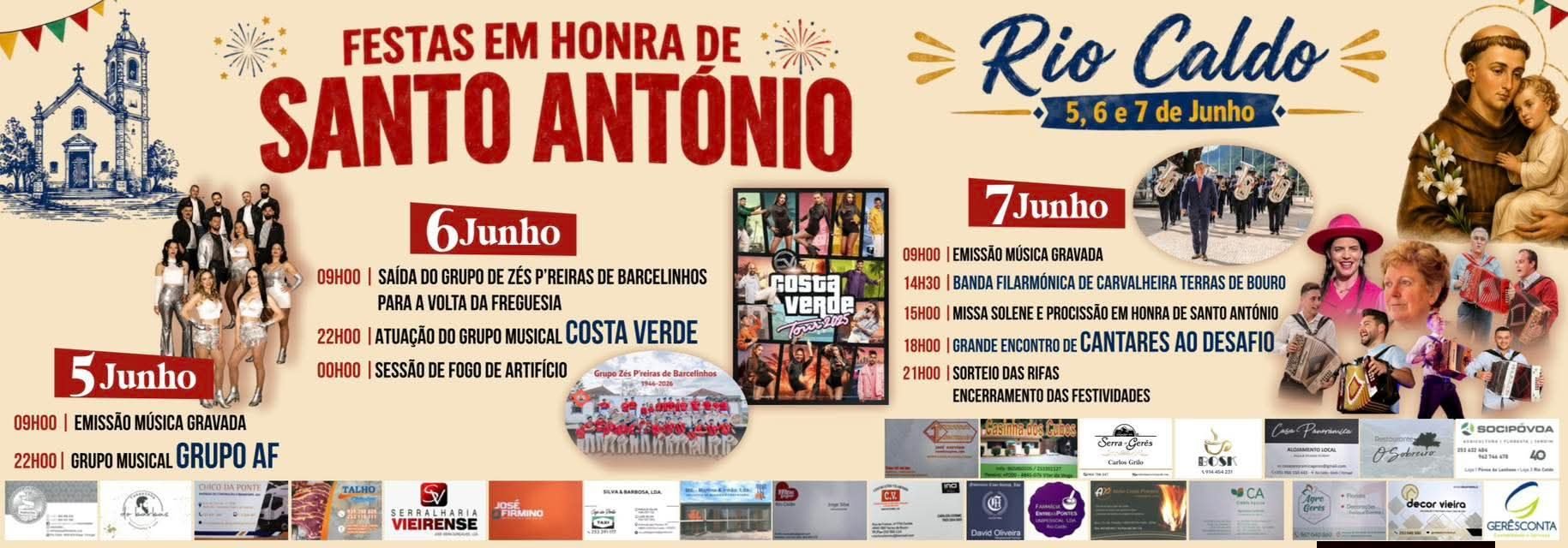 Cartaz Festa em honra de Santo António 2026 - Rio Caldo