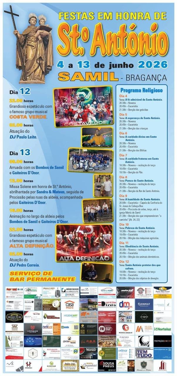 Cartaz Festa em honra de Santo António 2026 - Samil