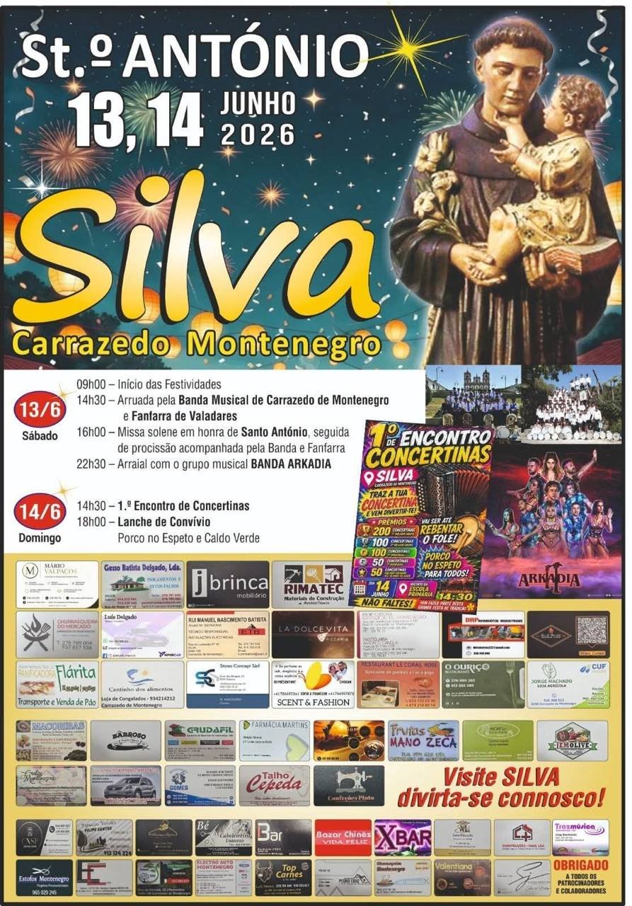 Cartaz Festa em honra de Santo António 2026 - Silva