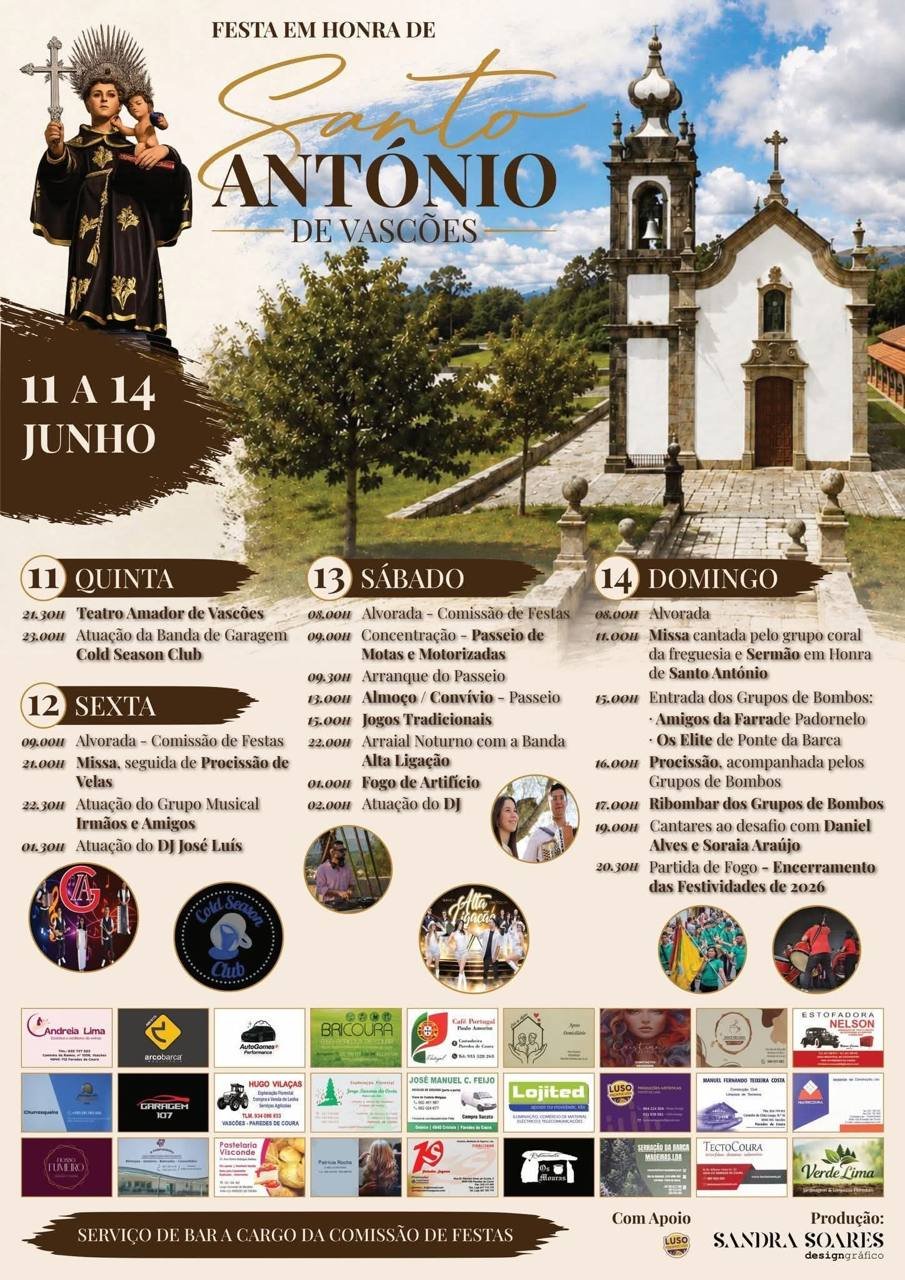 Cartaz Festa em honra de Santo António 2026 - Vascões