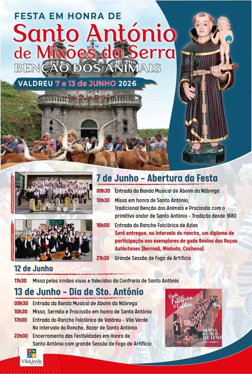 Cartaz Festa em honra de Santo António de Mixões da Serra 2026 - Valdreu