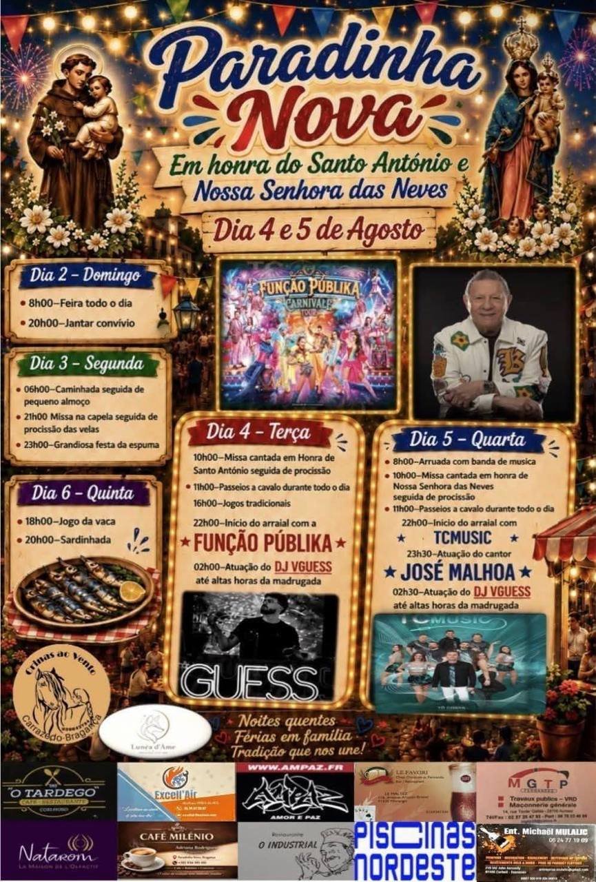 Cartaz Festa em honra de Santo António e Nossa Senhora das Neves 2026 - Paradinha Nova