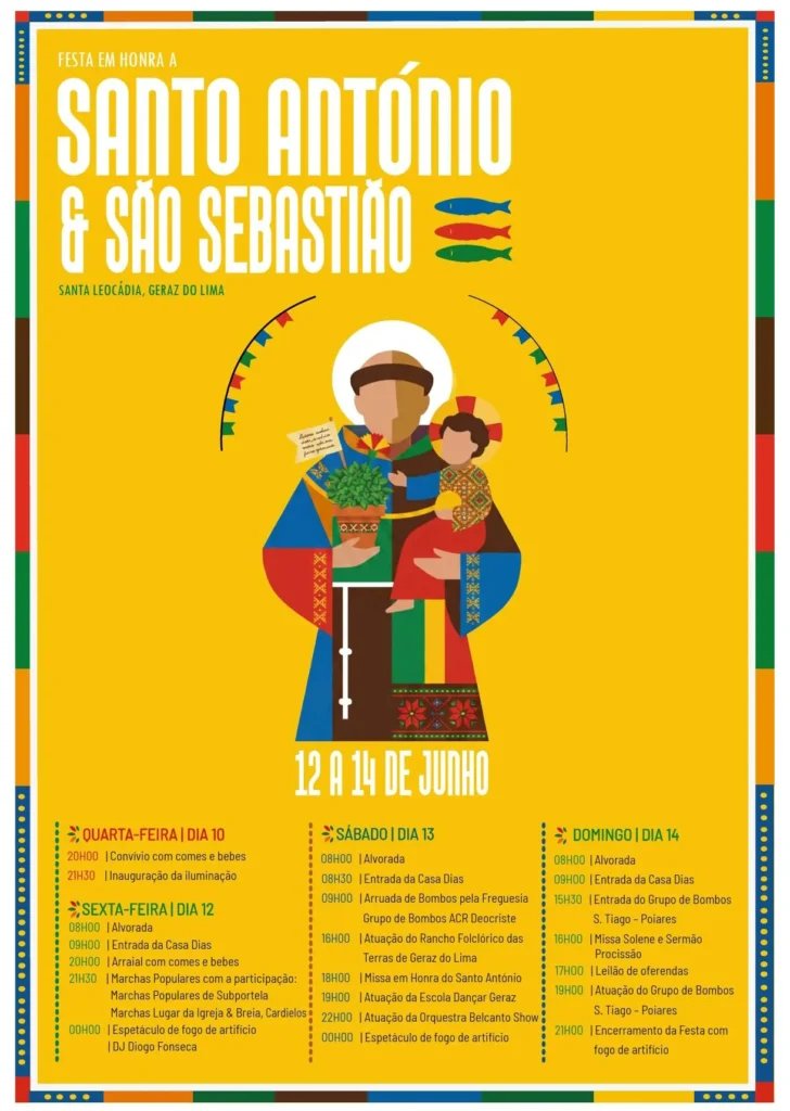 Cartaz Festa em honra de Santo António e São Sebastião 2026 - Santa Leocádia, Geraz do Lima
